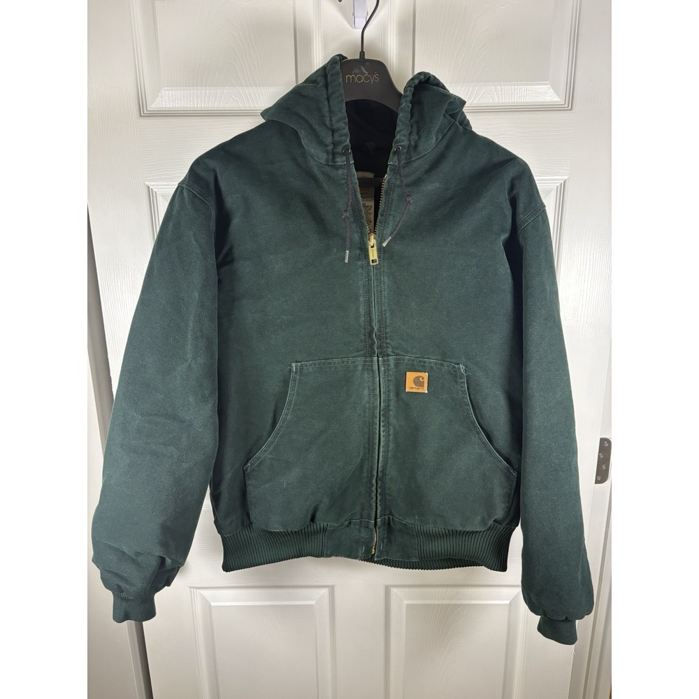 Vintage Carhartt J130 SPC Spruce Green Hooded Jacket Mens Size Large Regular